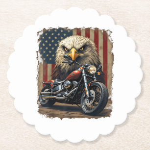 Dessous-de-verre En Papier Motocyclette Drapeau USA Rétro Biker Chopper