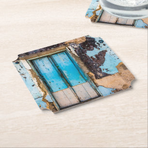 Dessous-de-verre En Papier Mur bleu et porte