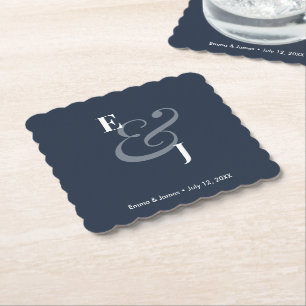 Dessous-de-verre En Papier Navy Ampersand Mariage Cocktail inversé