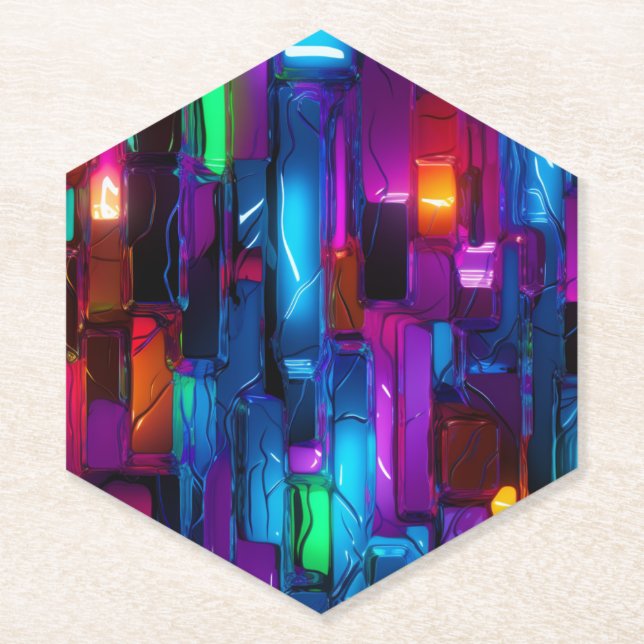 Dessous-de-verre En Papier Neon Blacklight Verre Abstrait Anniversaire (Devant)