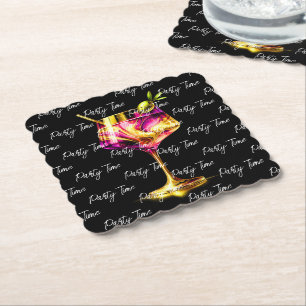Dessous-de-verre En Papier Neon Modern Party Time Personnalisé