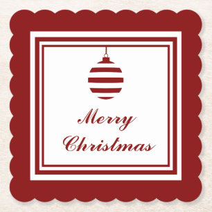 Dessous-de-verre En Papier NOEL Joyeux Noël Vacances Rouge Et Blanc Bauble