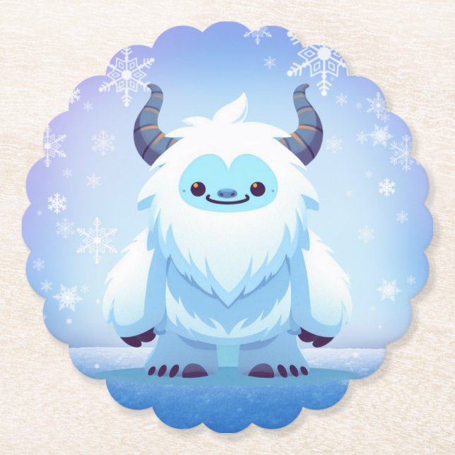 Dessous-de-verre En Papier Noël mignon/yeti d'hiver (Devant)