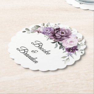 Dessous-de-verre En Papier Nuances de pourpre Dusty fleurs Moody Floral Maria