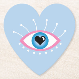 Dessous-de-verre En Papier Oeil mal grec avec cils rose bleu