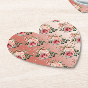 Dessous-de-verre En Papier Or Confetti rose Roses Floral