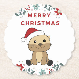 Dessous-de-verre En Papier Otter Noël Neige Animaux d'hiver Otter Paper Co
