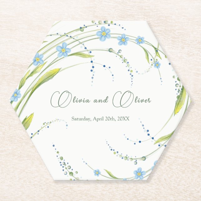 Dessous-de-verre En Papier Oubliez-moi-non-Mariage (Devant)