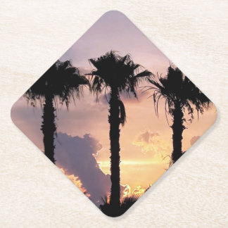 Dessous-de-verre En Papier Palm Trees at Sunset Boissons Dessous de Verre