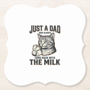 Dessous-de-verre En Papier Papa Chat Drôle Est Revenu Avec Le Lait Vintage Sh