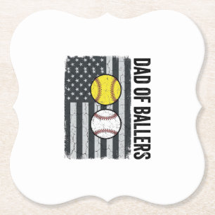 Dessous-de-verre En Papier Papa de Ballers Softball Baseball Patriotique