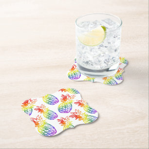 Dessous-de-verre En Papier Papier Dessous de verre arc-en-ciel ananas