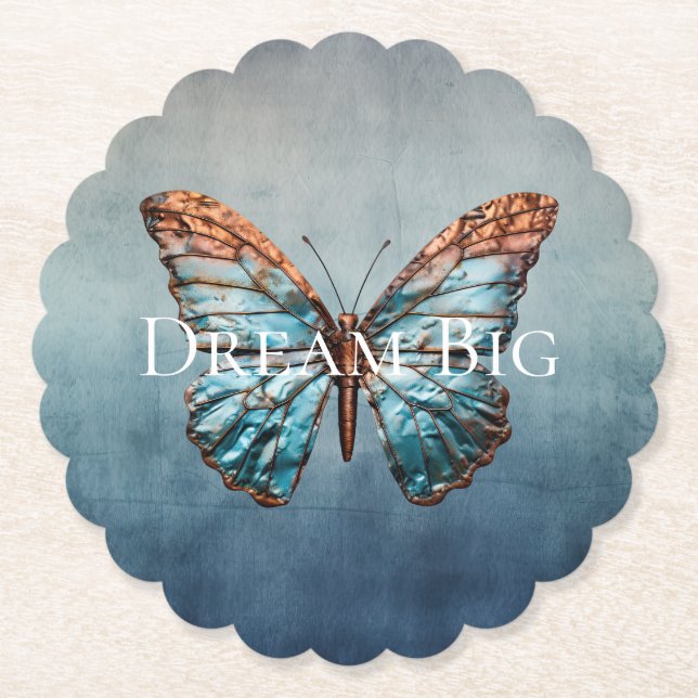 Dessous-de-verre En Papier Papillon de texture gris bleu (Devant)