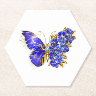 Dessous-de-verre En Papier Papillon saphir à fleurs