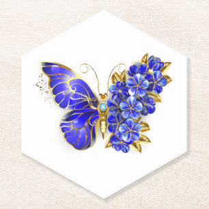 Dessous-de-verre En Papier Papillon saphir à fleurs