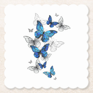 Dessous-de-verre En Papier Papillons volants bleus Morpho