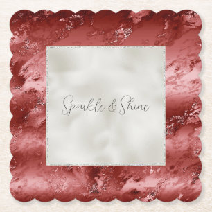 Dessous-de-verre En Papier Parties scintillant blanche perle Mariage en marbr