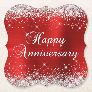 Dessous-de-verre En Papier Parties scintillant d'argent mousseux Red Foil Bon