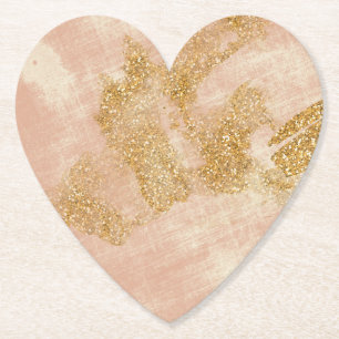 Dessous-de-verre En Papier *~* Parties scintillant d'or texturée en rose doré
