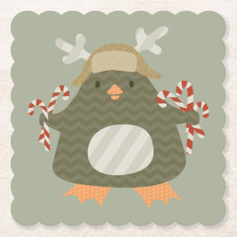 DESSOUS-DE-VERRE EN PAPIER PARTY PENGUIN