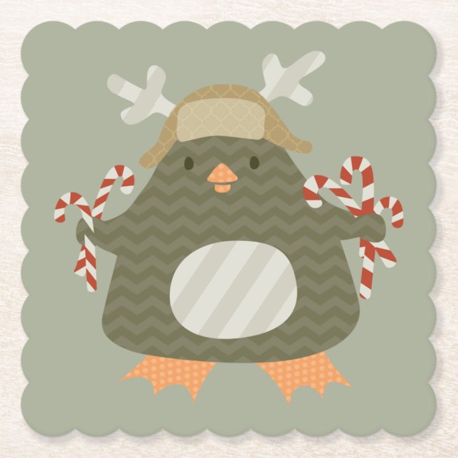 DESSOUS-DE-VERRE EN PAPIER PARTY PENGUIN (Devant)