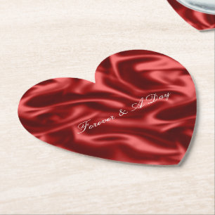 Dessous-de-verre En Papier Passion Rouge Romantique Faux Satin Mariage