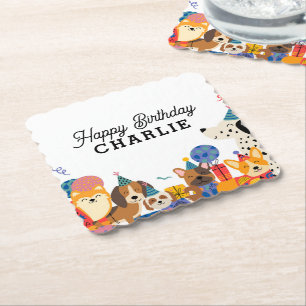 Dessous-de-verre En Papier Pawty Chien Chien Chien Chien Chiot fête d'anniver