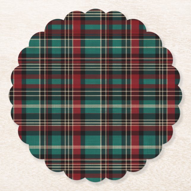 Dessous-de-verre En Papier Pays Red Green Plaid Noël (Devant)