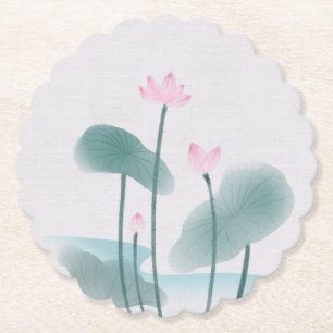 Dessous-de-verre En Papier Peinture aquarelle Lotus Floral