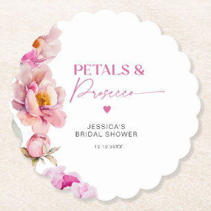 Dessous-de-verre En Papier Pétales florales rose vif et mariée au parquet