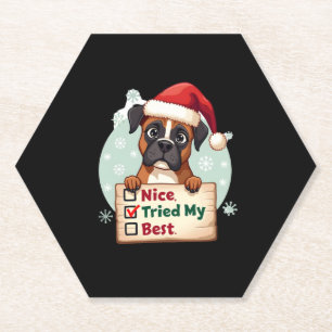 Dessous-de-verre En Papier Petit chien de boxer chien Noël Nice J'ai essayé m