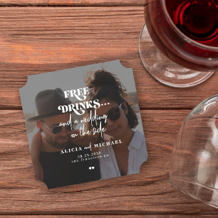 Dessous-de-verre En Papier Photo moderne sans boissons mariage enregistrer la