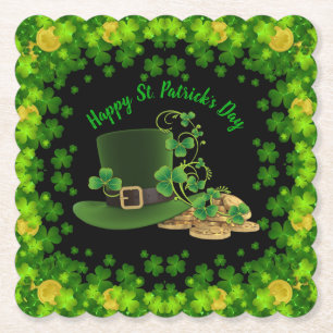 Dessous-de-verre En Papier Pièces d'or et Shamrock Saint Patrick's Day