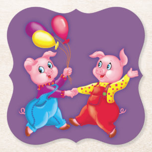 Dessous-de-verre En Papier piglet rose joyeux