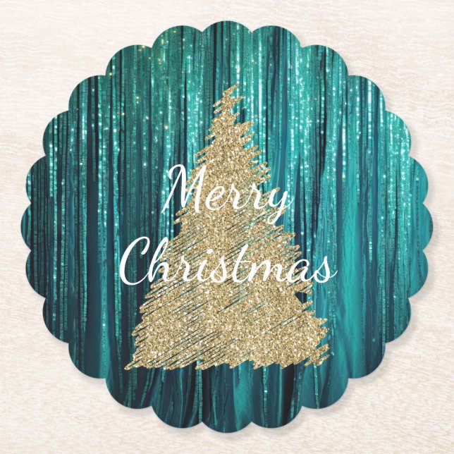Dessous-de-verre En Papier Pine Green Tinsel Gold (Devant)