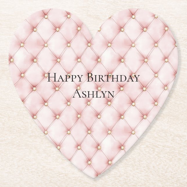 Dessous-de-verre En Papier Pink Blush Gold Tufts Anniversaire (Devant)