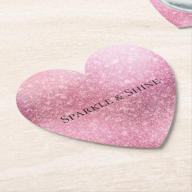 Dessous-de-verre En Papier Pink Glitzy Sparkle personnalisé (Incliné)