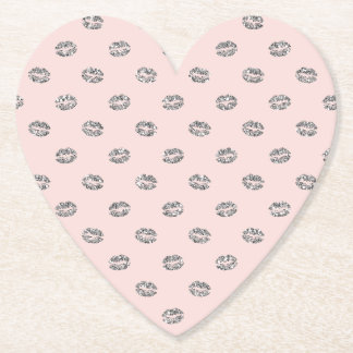 Dessous-de-verre En Papier Pink Silver Sparkle Lips Birthday