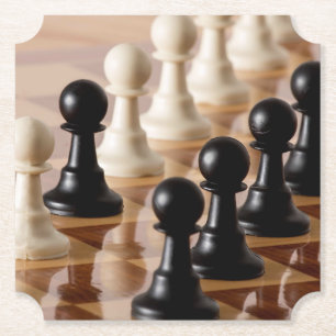 Dessous-de-verre En Papier Pions sur le tableau d'échecs