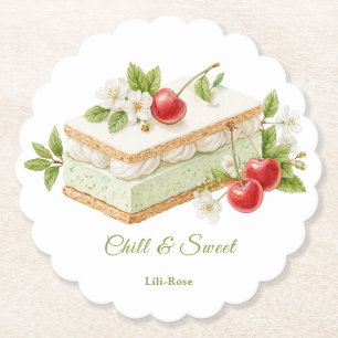 Dessous-de-verre En Papier Pistachio Crème glacée Sandwich Day Aquarelle