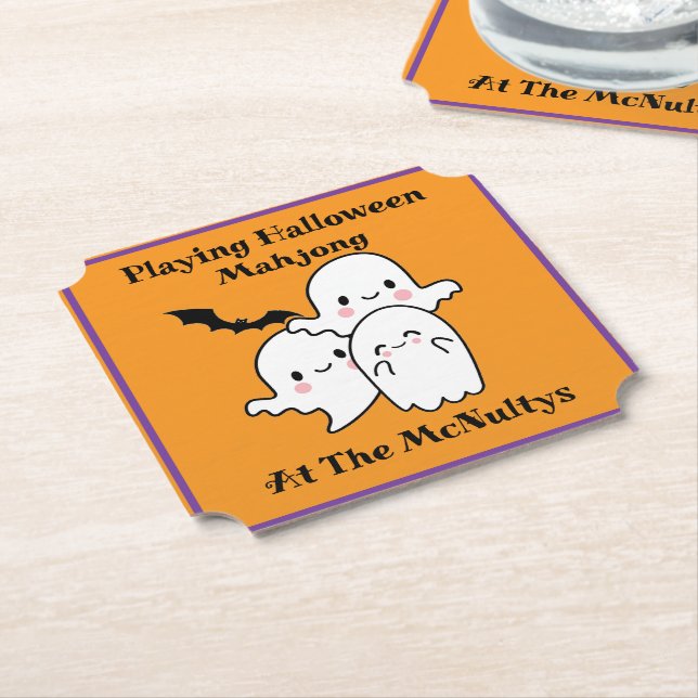 Dessous-de-verre En Papier Playing Halloween Mahjong Personalize NAME (Incliné)