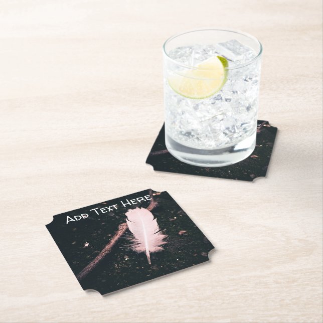 Dessous-de-verre En Papier Plumes blanches dans les bois (En situation)