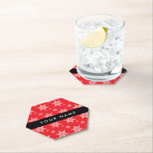 Dessous-de-verre En Papier Pneus blancs, Rouge, Votre nom, Personnaliser