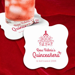 Dessous-de-verre En Papier Quinceañera Rouge élégant
