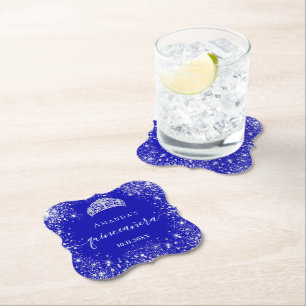 Dessous-de-verre En Papier Quinceanera royal bleu argent parties scintillant 
