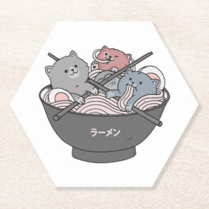Dessous-de-verre En Papier Ramen Chat Kawaii