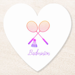 Dessous-de-verre En Papier Raquettes Badminton Shuttlecock Birdie Ombre Heart