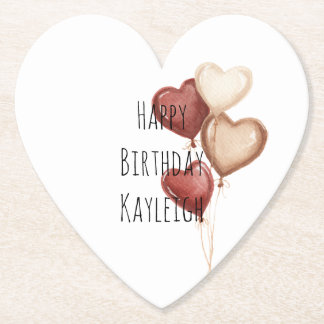 Dessous-de-verre En Papier Red Cream Heart Balloons Birthday