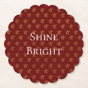 Dessous-de-verre En Papier Red Gold Stars brillent