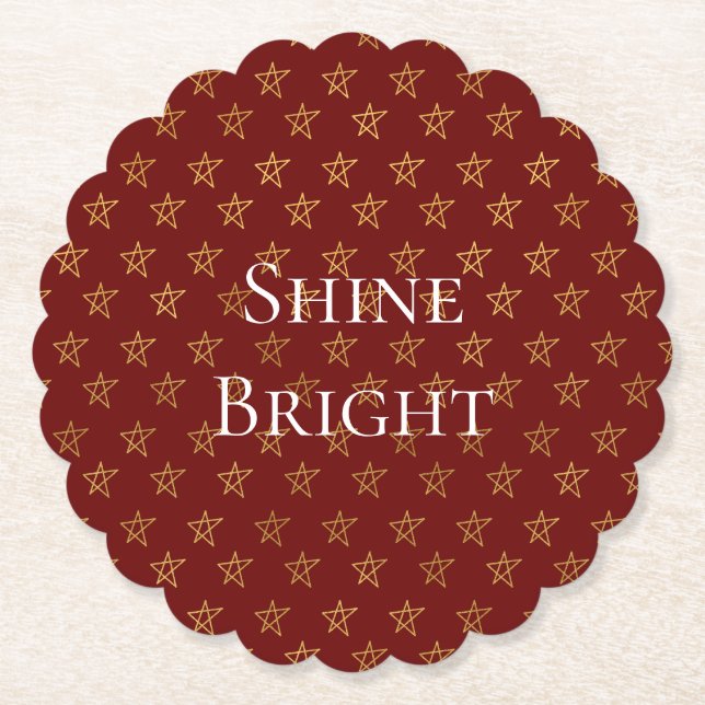 Dessous-de-verre En Papier Red Gold Stars brillent (Devant)